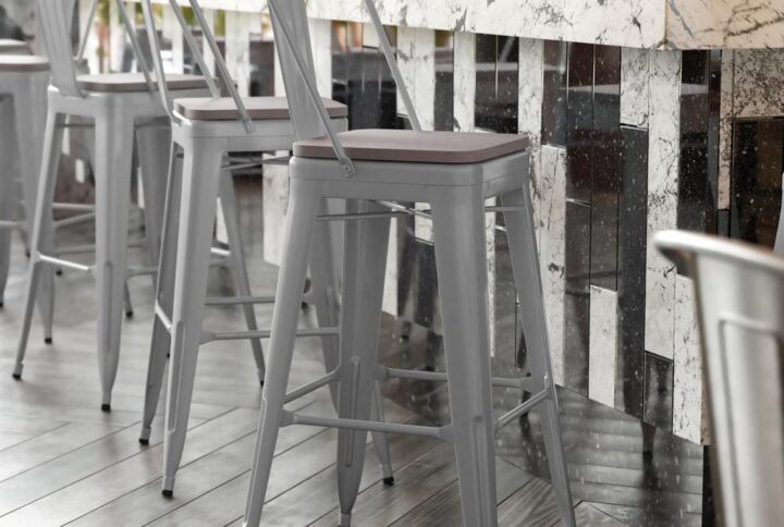 Sit down and chat for a while on these comfy bar stools around your kitchen island. Appealing in both modern and industrial spaces