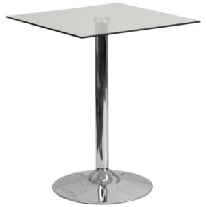 this square glass table can add a timeless elegance to your design. This table can be used for seating placement