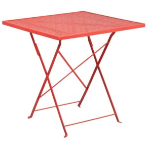Brighten up your patio space with this beautiful red folding patio table. The rain flower printed top is very appealing. This table will enhance your bistro