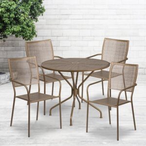Brighten up your patio space with this beautiful patio table set. This colorful set will enhance your bistro