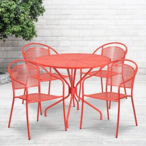 Brighten up your patio space with this beautiful red rain flower design patio table set. This colorful set will enhance your bistro