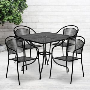 Brighten up your patio space with this beautiful black rain flower design patio table set. This colorful set will enhance your bistro