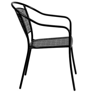 patio or bistro and liven up your decor with this impressively designed chair. This colorful black chair is a rare find that is crafted in a transparent rain flower design. The curved