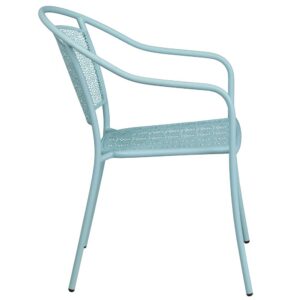 patio or bistro and liven up your decor with this impressively designed chair. This colorful sky blue chair is a rare find that is crafted in a transparent rain flower design. The curved