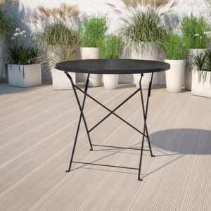 Brighten up your patio space with this beautiful black folding patio table. The rain flower printed top is very appealing. This table will enhance your bistro