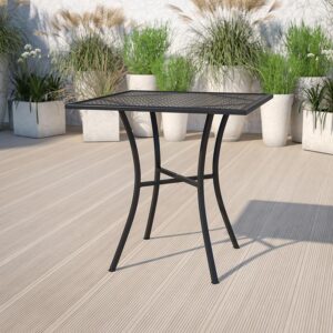 Brighten up your patio space with this exquisite square designer top black table. Constructed from durable steel and covered in a powder coat finish