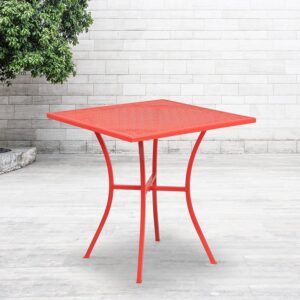 Brighten up your patio space with this exquisite square designer top red table. Constructed from durable steel and covered in a powder coat finish