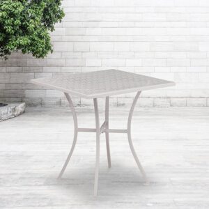 Brighten up your patio space with this exquisite square designer top silver table. Constructed from durable steel and covered in a powder coat finish
