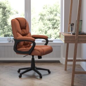 this ergonomic big and tall chair accommodates longer limbs to sit comfortably without restricting mobility or efficiency. The heavy-duty chair base holds up to 400 pounds to comfortably support all body types. Switching from task to task is easily accomplished with the 360 degree range of motion. The lever controls the seat height and when pulled out allows you to rock and recline. Turn the tilt tension adjustment knob located underneath the seat to control the force needed to rock and recline. Our big and tall computer chair is designed for larger and longer body types but suitable for any user to enjoy. Providing exceptional value for today's modern office