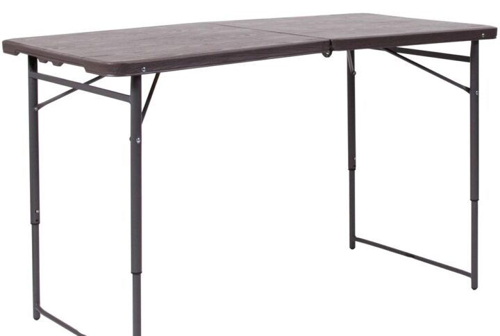 Go ahead and invite everyone to your next gathering without the worry of where they will sit. This adjustable height bi-fold plastic folding table is a great option when you need a temporary dining surface or an everyday workstation in your home or office. This versatile folding table can be dressed up or used as is with its dark colored top during holiday events