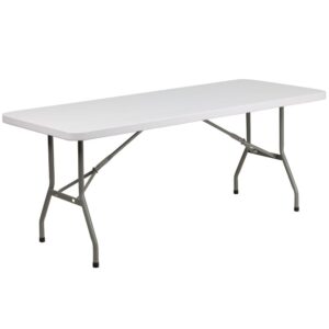 Ensure you have enough surface space for any function and take the stress out of hosting your next gathering. This rectangular folding table is 6 feet long and is beneficial in a multitude of settings that include banquet halls