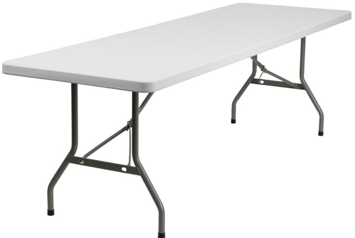 Ensure you have enough surface space for any function and take the stress out of hosting your next gathering. This rectangular folding table is 8 feet long and is beneficial in a multitude of settings that include banquet halls