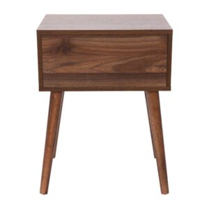 this mid-century modern table with a soft close storage drawer will deliver. Holding remote controls