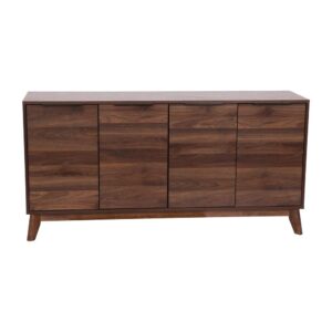 this piece will blend seamlessly with its mid century modern appeal. Never worry about your keepsakes and treasures with the strong durable engineered wood frame with soft close doors. Capable of holding up to 200 lbs. static weight