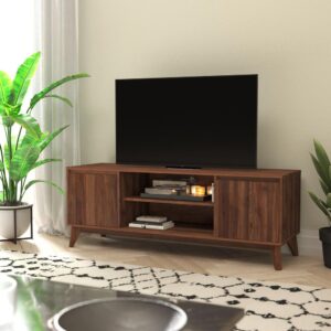 Refresh your decor and add much needed storage to your home with this mid-century modern TV stand that holds TV's up to 64 inches and features a cord management port to keep your wires and cords in place. For an alternative design