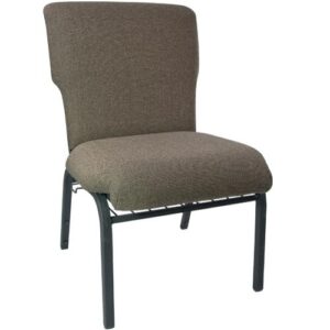 The Jute Discount Church Chair - 21 in. Wide with Textured Black Frame provides a durable seating solution for your fellowship hall or convention center. This comfortably padded stack chair not only satisfies seating in Churches