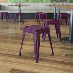 Give your kitchen or dining room an instant revamp when you choose the on-trend square shape of this set of 4 indoor metal kitchen table height stools. The streamlined silhouette of this short bar stool allows it to tuck under your dining room