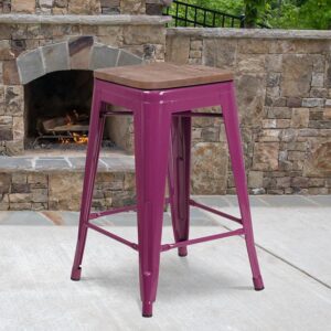 Save on space with this Backless Metal Counter Stool with wood seat. The clean lines and simple design of this square