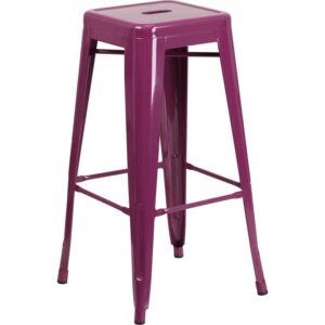 industrial style barstool add a modern appearance to your home or business with this colorful bar height stool. This space-saving stool is stackable making it great for storing. This stool features a backless