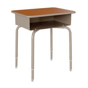 Billie Student Desk with Open Front Metal Book Box - Walnut/Silver