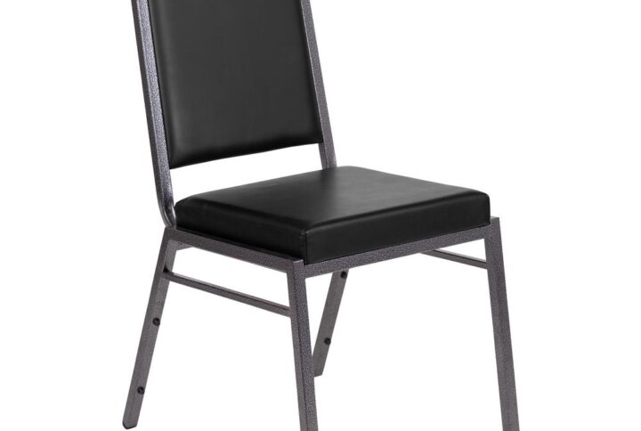 Refresh your reception venue with this elegantly styled ballroom chair. The commercial grade banquet chair with square back design fits well in formal and casual settings from wedding ceremonies to corporate meetings and awards banquets. This standout hospitality chair can be used as is and still command attention or be dressed up for formal events by placing a chair cover over it. Accommodate everyone who visits your venue with this sturdy banquet stack chair with CA117 fire retardant foam cushioning