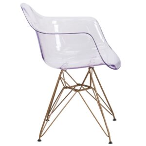 this transparent accent side chair will blend with any decorating theme. The crystal finish of this accent chair brings modern design