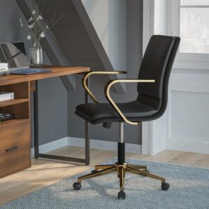 High end style blends with cozy comfort in this mid-back elevated office chair making it the ideal seating solution for your home or office workspace. Crafted from soft and durable LeatherSoft material