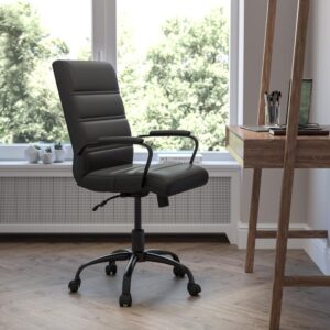 Toss out that old and boring office chair that you've had for years because it's time for an upgrade with this sleek mid-back LeatherSoft office chair. No longer used in just offices