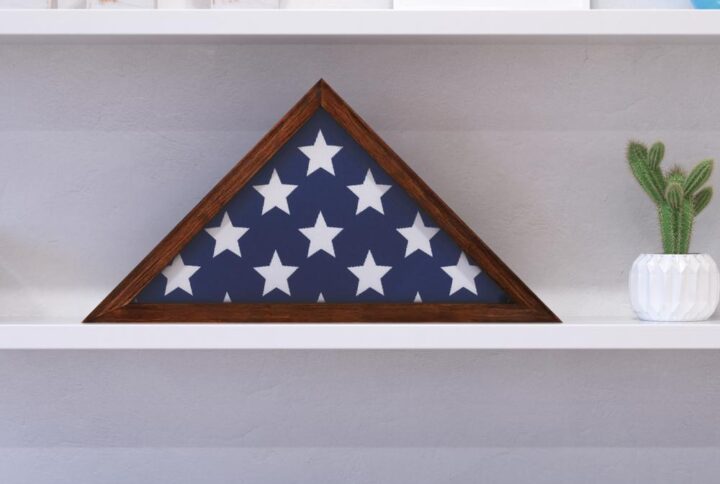 Preserve the integrity of your loved ones memorial flag with this solid wood display case. The thick glass front will display the field of stars representing the country they served and will prevent dust or debris from reaching the flag. This shadowbox may be sat on any flat surface or hung on the wall depending on your needs. Hanging hardware and flag folding instructions are included.