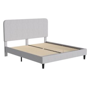 True classics never go out of style and the timeless elegance of this fabric upholstered platform bed will still be in demand years from now. This king size platform bed is ideal for guest rooms