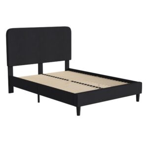 True classics never go out of style and the timeless elegance of this fabric upholstered platform bed will still be in demand years from now. This queen size platform bed is ideal for guest rooms