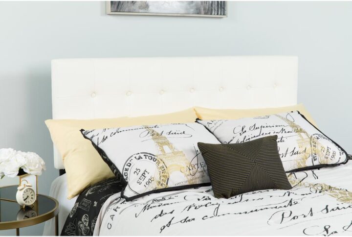 Take your pre-teens bedroom from child-like to teenage-chic with this exquisite tufted panel headboard. A headboard gives any bedroom a very personal touch and allows you to show off your style. This gorgeous white twin headboard features button tufting and a box stitch design
