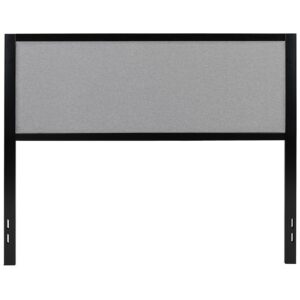Make your bedroom appear larger with this upholstered panel headboard that is accented by a metal frame with adjustable bed rail slots. After a long day get in the bed without complication by not having to go around the entire frame when you're trying to get in bed quickly. For those who hate or love to make-up their bed it is much easier to do without a bulky footboard in the way. If you have a longer physique you will appreciate being able to spread out without hitting your feet against a footboard. Add the final touches to your bedroom or guest room with this alluring centerpiece that will complement your contemporary or traditional rooms.