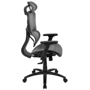a stylish curved back and arm pads that pivot inward and outward this desk chair is designed for support. Mesh office chairs offer ventilated airflow during summer months and days when demands are high. Working in an office environment can take a toll on your posture if not properly supported which can lead to poor productivity. What makes this office chair unique and ergonomic is the synchro-tilt where the back and seat recline at a 2-to-1 ratio respectively