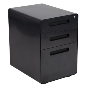 insert this locking file cabinet to keep the minimalistic appearance of your modern office desk. This 3-drawer pedestal file cabinet has low set casters to keep up with the needs of a busy worker. The convenience of casters is ideal for employees who regularly file documents