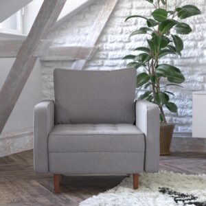 Take your design to the next level and add cozy comfort to any room in your home or business with the trendy mid-century modern aesthetic of this commercial grade compact chair