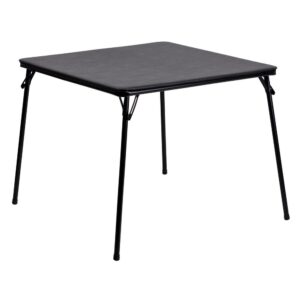 Create more room for guests instantly with this convenient square black folding card table. It's the perfect way to provide extra seating when you need it. This table is perfect for everything from weddings