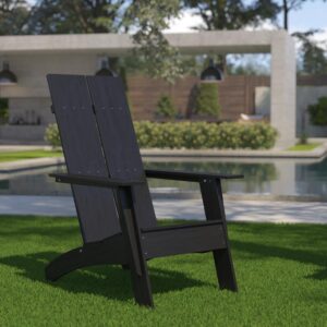 Furnish your lounge space with a fresh new take on a timeless classic with this modern adirondack chair. The streamlined back and arms give this patio chair a sleek profile that will complement any décor. The dual slat back boasts an unusual silhouette of clean