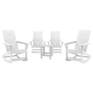 this indoor/outdoor seating set is long-lasting. Constructed from polystyrene