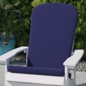 Your Adirondack chairs will be even more comfortable when you add this set of 2 padded high back cushions. These comfy 2 inch thick foam filled polyester cushions are covered with a water-resistant olefin finish for indoor/outdoor use. An elastic back strap securely fastens these cushions to your patio chairs to ensure they stay in place when you stand or sit. Use a damp cloth to wipe clean or remove the zippered covers to hand wash and air dry for a deeper clean to ensure your cushions look great all season long.