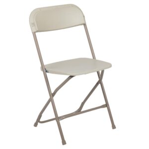 Celebrate the holidays and social gatherings without writing "bring your own chair" on the invite. The 650 lb. Capacity Premium Beige Plastic Folding Chair is a convenient option for weddings