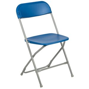 Celebrate the holidays and social gatherings without writing "bring your own chair" on the invite. The 650 lb. Capacity Premium Blue Plastic Folding Chair is a convenient option for weddings