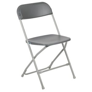Celebrate the holidays and social gatherings without writing "bring your own chair" on the invite. The 650 lb. Capacity Premium Grey Plastic Folding Chair is a convenient option for weddings