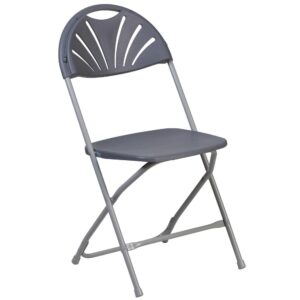 Imagine getting to setup these gorgeous fan back plastic folding chairs outside your venue where wedding ceremonies are held on sunny days as guests sit excitedly awaiting the arrival of the bride. Plastic folding chairs offer an easy seating solution for formal and informal events. Plan high tea