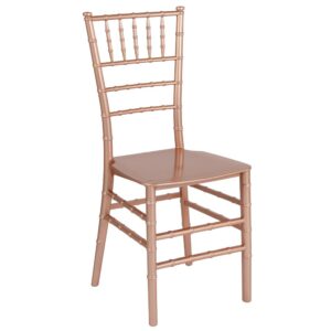 The Rose Gold Resin Chiavari Chair is ideal for weddings