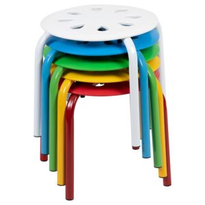 Fun for any environment these portable plastic stack stools in colorful colors allow you to have seating anywhere. Sized perfectly for flexible classroom seating for growing tots. For remote learning spaces