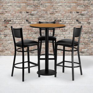 Don't have time to search through hundreds or thousands of table and seating options? This complete Bar Height Table and Stool set saves you time to focus on your growing business. This set includes an elegant Natural Laminate Table Top