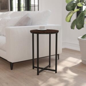 polished look of this mixed media end table. Featuring a walnut finished laminate top