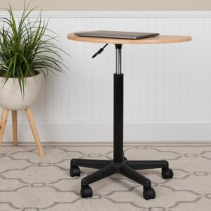 allowing you to complete tasks while sitting down or standing up. Raise and lower the desktop using the conveniently located pneumatic frame height adjustment lever. The heavy-duty