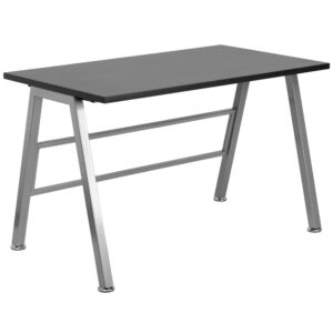 Relaxed design meets simplicity of function in this large surface writing desk that provides plenty of space for your laptop and writing materials. The simple design of this desk allows it to easily fit into any work space and provides a great option for managing daily household bills or for casual computer usage. This desk will add a sleek appeal with its sturdy leg design with stabilizing cross bars that will complement any contemporary work space.